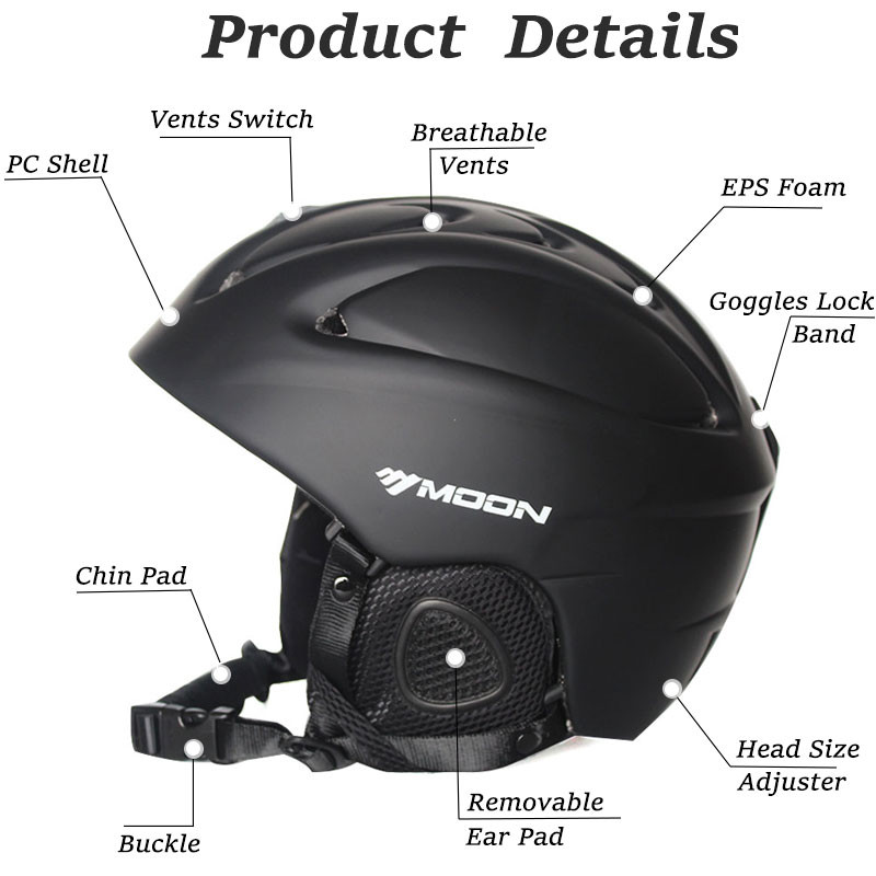 MOON slidinėjimo šalmas Žiemos suaugusiems snieglenčių slidinėjimo įranga Sniego sportas Saugos riedlentės Slidinėjimo šalmas Vyrams Moterims su akiniais