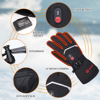 Savior Heat Battery Heated Motorcycle Gloves Goat Skin Leather 3 Shift Temperature Control Waterproof Electric Heat Gloves