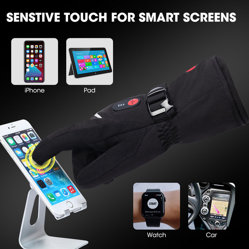 Savior Heat Baterija Šildomos Motociklo Pirštinės Ožkos oda Oda 3 Shift Temperature Control Vandeniui atsparios elektrinės šildomos pirštinės