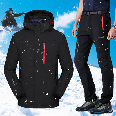 Ανδρική φόρμα σκι 3 σε 1 Αδιάβροχη αντιανεμική φόρμα για σκι Σετ παντελόνι σνόουμπορντ για άντρες Χοντρό ζεστό μπουφάν για σκι Κοστούμια χιονιού για εξωτερικούς χώρους