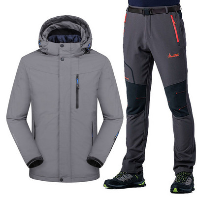 Slidinėjimo kostiumas 3 viename Vyriški, neperšlampami, neperšlampami, vėjui atsparūs slidinėjimo snieglenčių striukės kelnių rinkinys Vyriškas storas šiltas slidinėjimo striukė Lauko sniego kostiumai