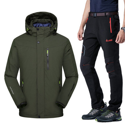 Slidinėjimo kostiumas 3 viename Vyriški, neperšlampami, neperšlampami, vėjui atsparūs slidinėjimo snieglenčių striukės kelnių rinkinys Vyriškas storas šiltas slidinėjimo striukė Lauko sniego kostiumai