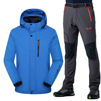 Slidinėjimo kostiumas 3 viename Vyriški, neperšlampami, neperšlampami, vėjui atsparūs slidinėjimo snieglenčių striukės kelnių rinkinys Vyriškas storas šiltas slidinėjimo striukė Lauko sniego kostiumai