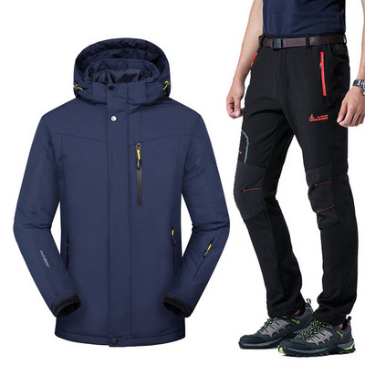 Slidinėjimo kostiumas 3 viename Vyriški, neperšlampami, neperšlampami, vėjui atsparūs slidinėjimo snieglenčių striukės kelnių rinkinys Vyriškas storas šiltas slidinėjimo striukė Lauko sniego kostiumai