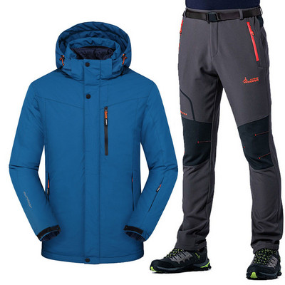 Slidinėjimo kostiumas 3 viename Vyriški, neperšlampami, neperšlampami, vėjui atsparūs slidinėjimo snieglenčių striukės kelnių rinkinys Vyriškas storas šiltas slidinėjimo striukė Lauko sniego kostiumai
