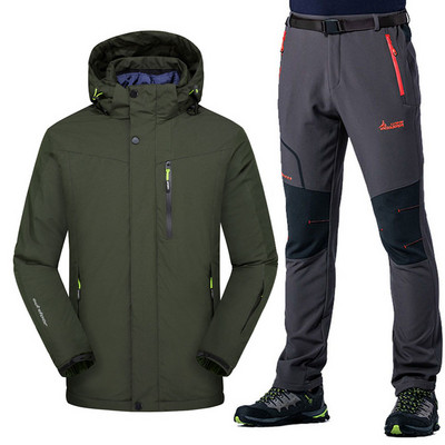 Slidinėjimo kostiumas 3 viename Vyriški, neperšlampami, neperšlampami, vėjui atsparūs slidinėjimo snieglenčių striukės kelnių rinkinys Vyriškas storas šiltas slidinėjimo striukė Lauko sniego kostiumai