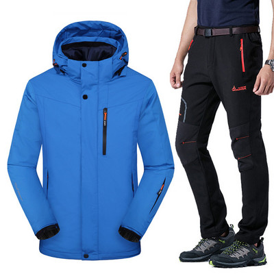 Slidinėjimo kostiumas 3 viename Vyriški, neperšlampami, neperšlampami, vėjui atsparūs slidinėjimo snieglenčių striukės kelnių rinkinys Vyriškas storas šiltas slidinėjimo striukė Lauko sniego kostiumai