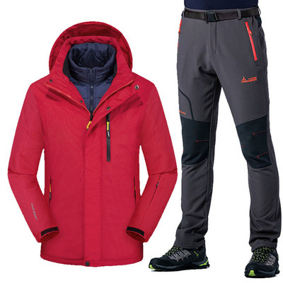 Slidinėjimo kostiumas 3 viename Vyriški, neperšlampami, neperšlampami, vėjui atsparūs slidinėjimo snieglenčių striukės kelnių rinkinys Vyriškas storas šiltas slidinėjimo striukė Lauko sniego kostiumai