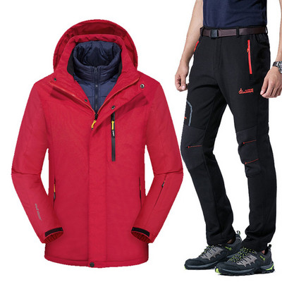 Slidinėjimo kostiumas 3 viename Vyriški, neperšlampami, neperšlampami, vėjui atsparūs slidinėjimo snieglenčių striukės kelnių rinkinys Vyriškas storas šiltas slidinėjimo striukė Lauko sniego kostiumai