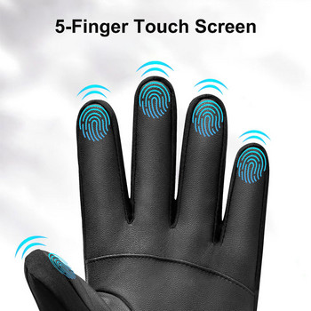 Зимни топли ски ръкавици Мъжки 3M памучни студоустойчиви ветроустойчиви ръкавици със сензорен екран с 10 пръста Неплъзгащи се водоустойчиви ръкавици за колоездене