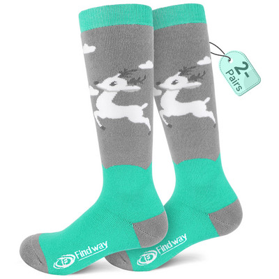 Șosete de schi pentru copii Findway Ski snowboard groase Fete și băieți Absorbție de umiditate Sosete termice elastice ridicate Sport de zăpadă