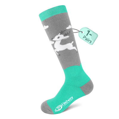 Șosete de schi pentru copii Findway Ski snowboard groase Fete și băieți Absorbție de umiditate Sosete termice elastice ridicate Sport de zăpadă