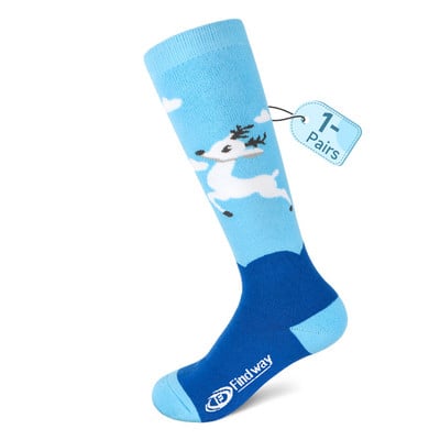 Șosete de schi pentru copii Findway Ski snowboard groase Fete și băieți Absorbție de umiditate Sosete termice elastice ridicate Sport de zăpadă