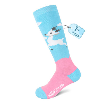 Șosete de schi pentru copii Findway Ski snowboard groase Fete și băieți Absorbție de umiditate Sosete termice elastice ridicate Sport de zăpadă