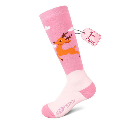 Șosete de schi pentru copii Findway Ski snowboard groase Fete și băieți Absorbție de umiditate Sosete termice elastice ridicate Sport de zăpadă