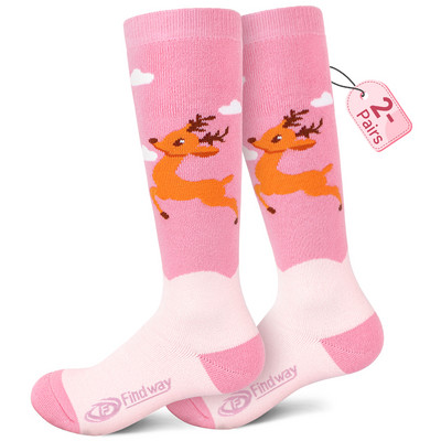 Șosete de schi pentru copii Findway Ski snowboard groase Fete și băieți Absorbție de umiditate Sosete termice elastice ridicate Sport de zăpadă