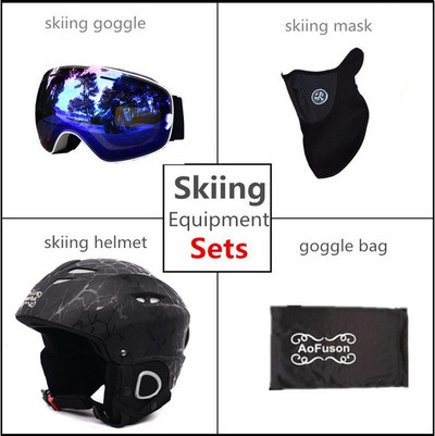 Snieglenčių slidinėjimo šalmas su nerasojančiais slidinėjimo akiniais Integruotas kvėpuojantis šalmas, dviejų sluoksnių Big Vision slidinėjimo akiniai