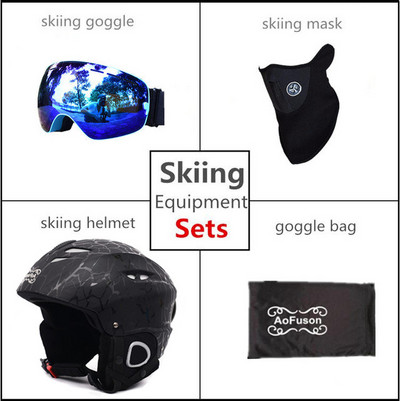 Snieglenčių slidinėjimo šalmas su nerasojančiais slidinėjimo akiniais Integruotas kvėpuojantis šalmas, dviejų sluoksnių Big Vision slidinėjimo akiniai