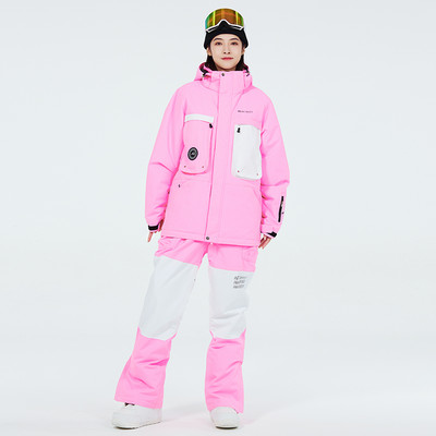 Moteriškas slidinėjimo kostiumas žieminis lauko sportui atsparus vandeniui ir šiltas kombinezonas Slidinėjimo striukė ir slidinėjimo kelnės slidinėjimui ir snieglenčių sportui