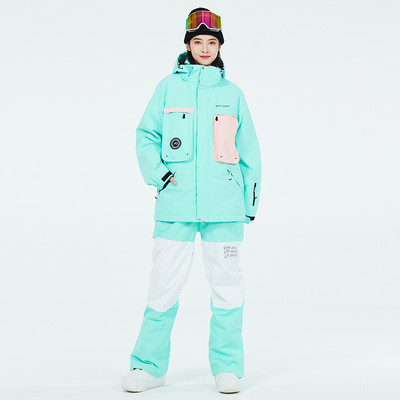 Moteriškas slidinėjimo kostiumas žieminis lauko sportui atsparus vandeniui ir šiltas kombinezonas Slidinėjimo striukė ir slidinėjimo kelnės slidinėjimui ir snieglenčių sportui