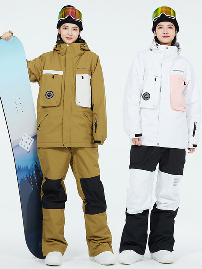 Dámsky lyžiarsky overal, zimná outdoorová športová nepremokavá a teplá kombinéza, lyžiarska bunda a lyžiarske nohavice na lyžovanie a snowboarding