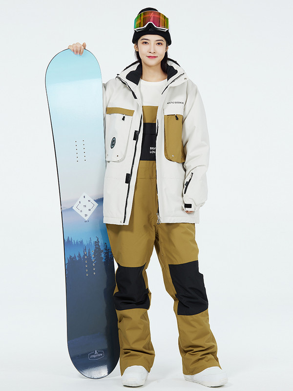 Moteriškas slidinėjimo kostiumas žieminis lauko sportui atsparus vandeniui ir šiltas kombinezonas Slidinėjimo striukė ir slidinėjimo kelnės slidinėjimui ir snieglenčių sportui