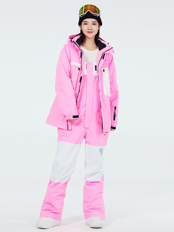 Moteriškas slidinėjimo kostiumas žieminis lauko sportui atsparus vandeniui ir šiltas kombinezonas Slidinėjimo striukė ir slidinėjimo kelnės slidinėjimui ir snieglenčių sportui