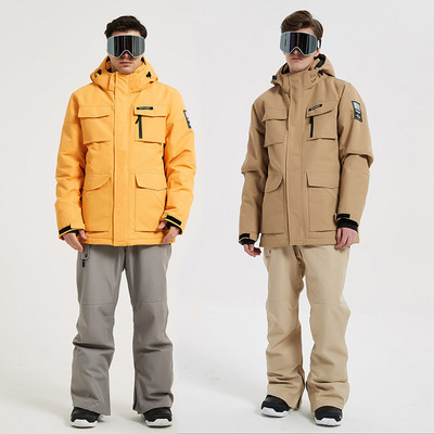 Спортен планински мъжки ски комплект Oversize мъжки костюми за сноуборд Зимни водоустойчиви мъжки снежни костюми Външно яке Панталони Анцуг Дрехи