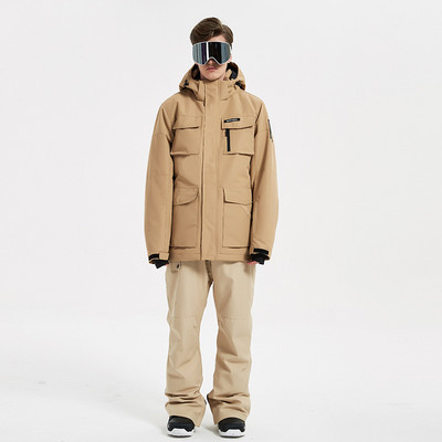 Sporto kalnų vyrų slidinėjimo rinkinys Negabaritinis vyriškas snieglenčių kostiumas Žieminiai vandeniui atsparūs vyriški sniego kostiumai Lauko striukė Kelnės Sportiniai drabužiai