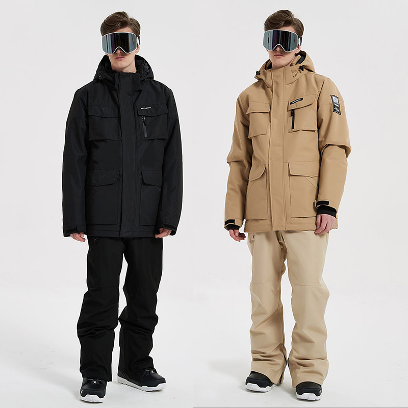 Sporto kalnų vyrų slidinėjimo rinkinys Negabaritinis vyriškas snieglenčių kostiumas Žieminiai vandeniui atsparūs vyriški sniego kostiumai Lauko striukė Kelnės Sportiniai drabužiai
