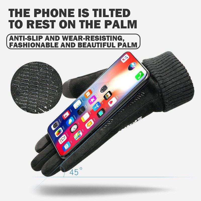 Férfi Női Téli Vízálló Kerékpáros Kesztyű Motoros Sí Érintőképernyős Polár kesztyű Kültéri Csúszásmentes Meleg Teljes ujjak Kesztyű