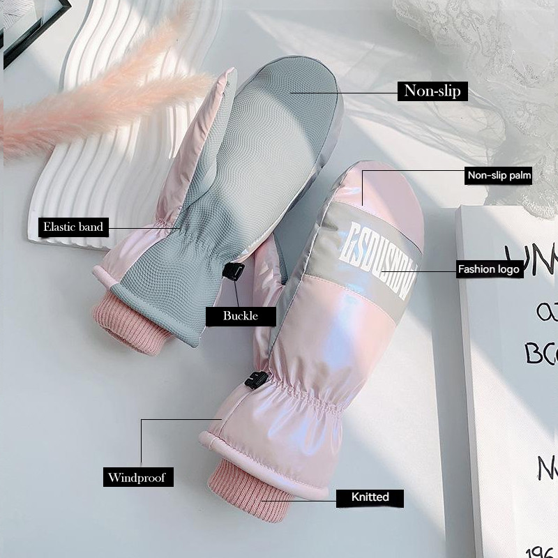 Žiemos moteriškos slidinėjimo snieglenčių pirštinės lauko dviračių sportinės pirštinės, atsparios vėjui, vandeniui atsparios šalčiui, jutiklinis ekranas, sniego pirštinės