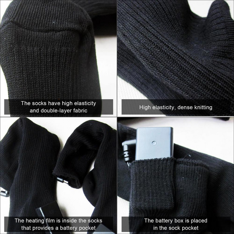 Įkraunamos šiluminės kojinės Elektrinės baterijos šildomos kojinės pėdų šildytuvas poledinės žvejybos pėdų batų batai šilti su baterijų dėžute