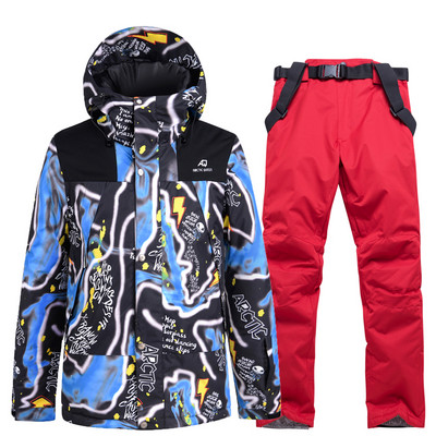 Naujas 2021 m. slidinėjimo kostiumas vyrams Šiltas, atsparus vėjui lauko slidinėjimo sportinis snieglenčių kostiumas, atsparus šalčiui, vandeniui atsparus, madingas spalvotas slidinėjimo kostiumas