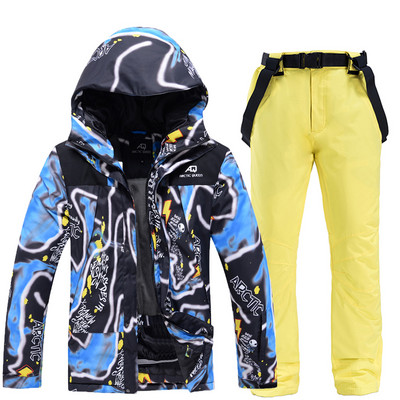 Naujas 2021 m. slidinėjimo kostiumas vyrams Šiltas, atsparus vėjui lauko slidinėjimo sportinis snieglenčių kostiumas, atsparus šalčiui, vandeniui atsparus, madingas spalvotas slidinėjimo kostiumas