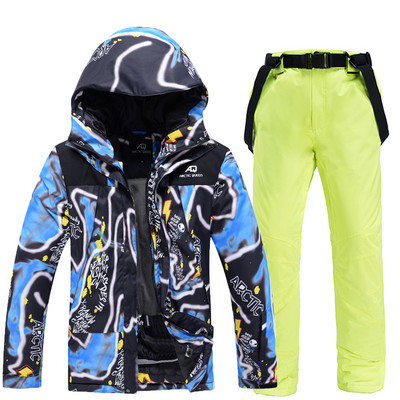 Naujas 2021 m. slidinėjimo kostiumas vyrams Šiltas, atsparus vėjui lauko slidinėjimo sportinis snieglenčių kostiumas, atsparus šalčiui, vandeniui atsparus, madingas spalvotas slidinėjimo kostiumas