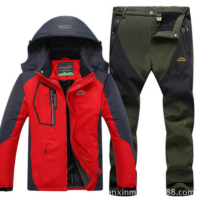 Ски костюм Мъжки костюм за спорт на открито Красив ветроустойчив водоустойчив топъл зимен ски костюм
