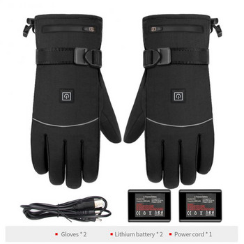 Зимни отопляеми ръкавици Мъжки мото ръкавици Термични електрически нагревателни ръкавици Мотоциклет Сензорен екран 5V 2A Захранван от литиева батерия