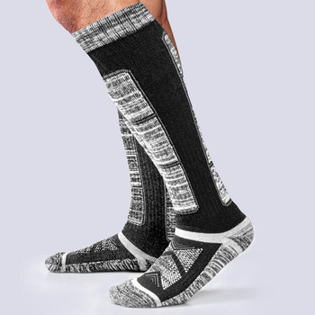 YUEDGE Μάλλινες κάλτσες σκι Merino Ανδρικές χειμερινές θερμικές κάλτσες ψηλές μέχρι το γόνατο Αθλητικές για κυνήγι σκι στο Snowboard (2 ζευγάρια/πακέτο)
