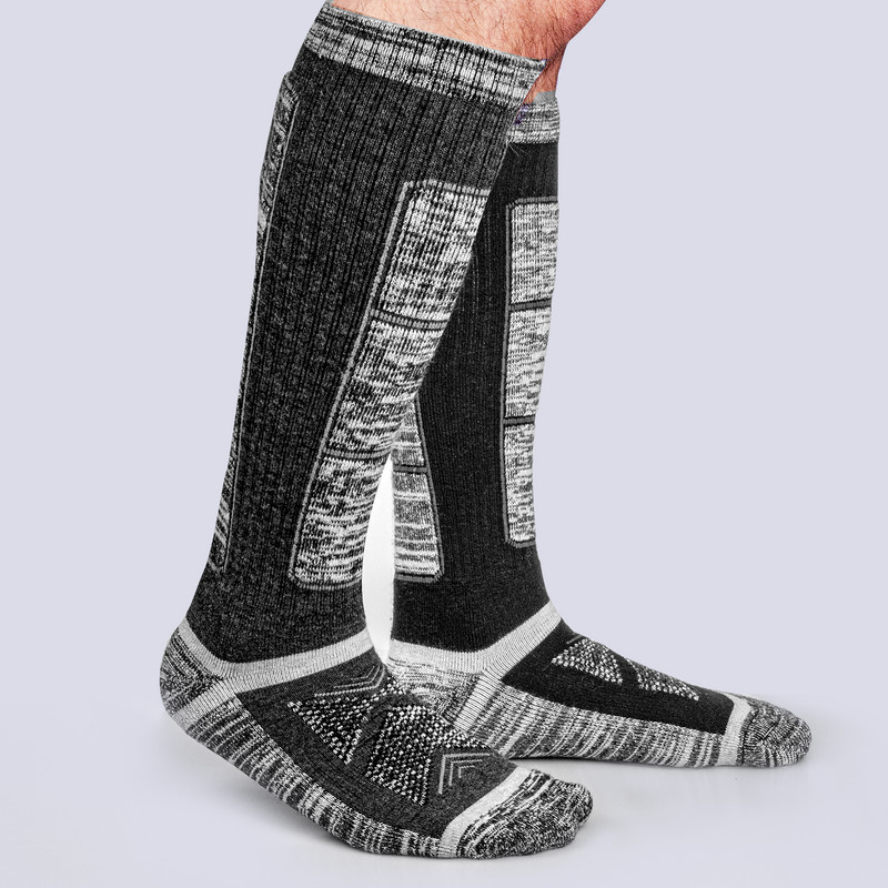 YUEDGE Merinó gyapjú sízokni férfi térdig érő téli termálzokni Sportok snowboardozáshoz Síelés Vadászat (2 pár/csomag)