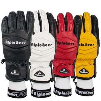 Ски ръкавици Мъже Жени Козя кожа за каране на ски Моторни шейни Мотоциклет Сноуборд ръкавици Зимни топли водоустойчиви спортни ръкавици за сняг