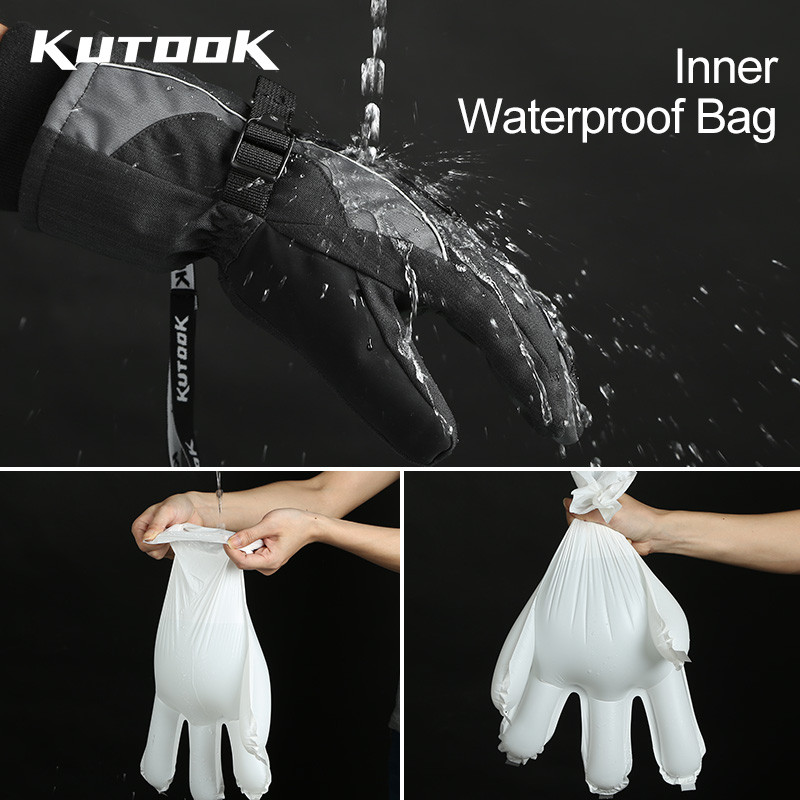 KUTOOK žieminės slidinėjimo pirštinės vandeniui atsparios karščiui atsparios vėjui šiltos sniego motociklo TPU sniego slidinėjimo priedai Vyriškos snieglenčių pirštinės su jutikliniu ekranu