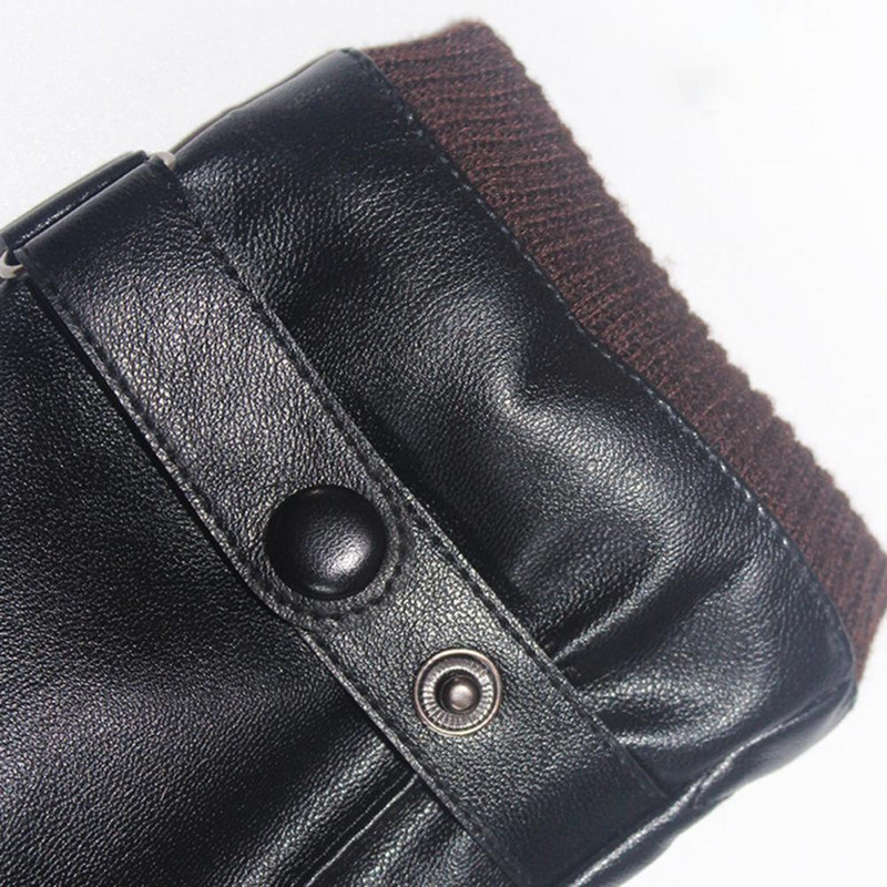 1 pora vilnos pamušalas, briaunoti rankogaliai Reguliuojami mygtukai, pilnai pirštai, vyriškos pirštinės, žieminės, atsparios vėjui, jutiklinis ekranas Dirbtinė oda dviračių sportas G