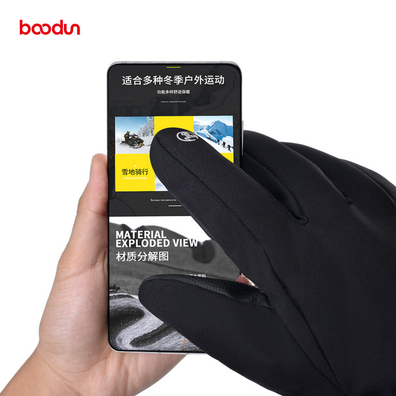 BOODUN žiemos sportinės slidinėjimo pirštinės vyrams, moteriškos, vandeniui atsparios šiltos šiluminės vilnos Handschoenen žieminės vėjui atsparios jutiklinės sniego pirštinės