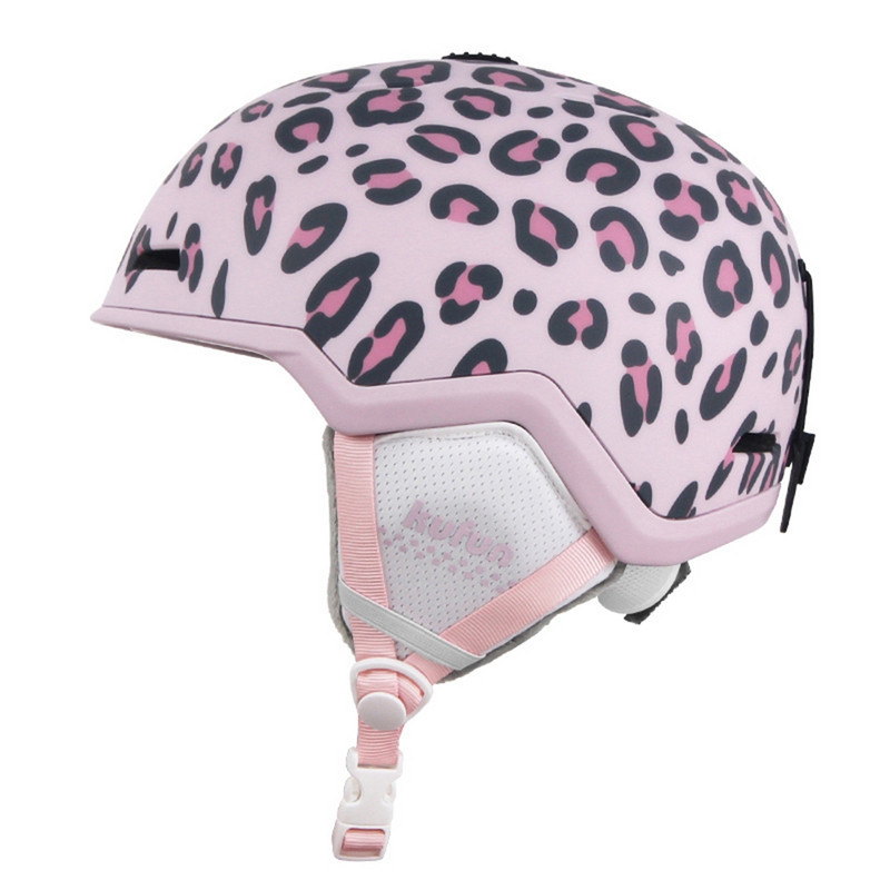 Slidinėjimo šalmas Snieglentė Vyras Moterys Merginos Berniukai Vaikai Vaikai Žiemos Sportas Dviračiai Laipiojimas Sniegas Rožinė Kompiuteris Leopardas Šiltas Juoda Balta