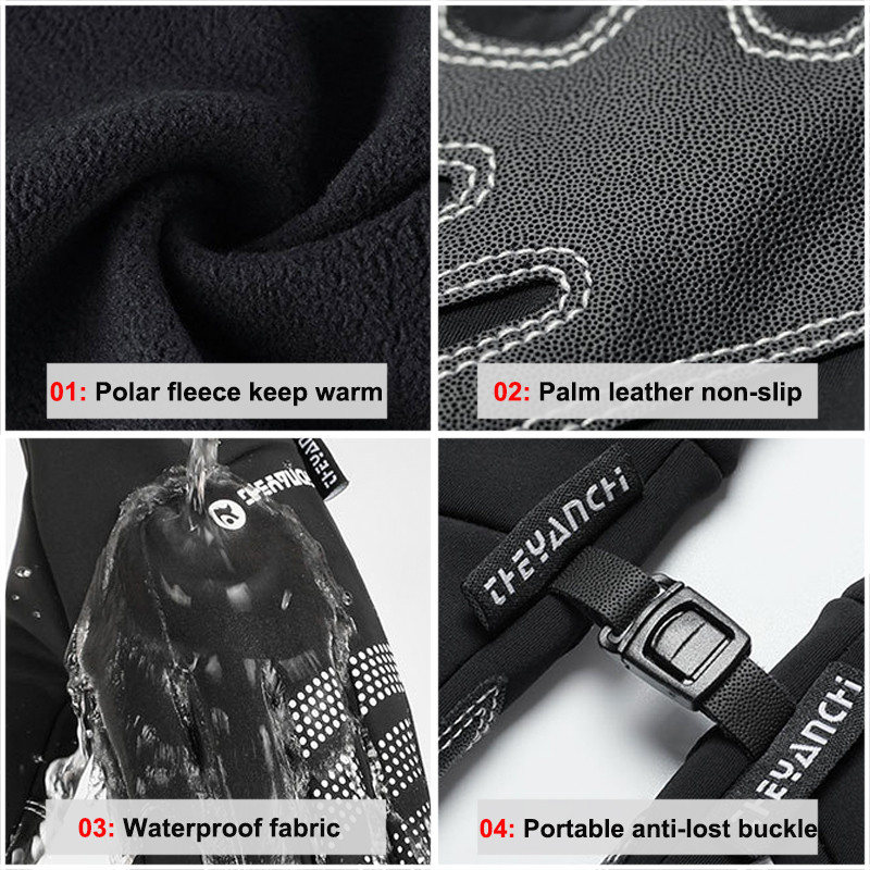 Žiemos vyriškos slidinėjimo pirštinės, neperšlampamos, atsparios vėjui, dviračių MTB pirštinės, termiškai šiltos, neslystančios slidinėjimo sportinės pirštinės, liečiamas ekranas