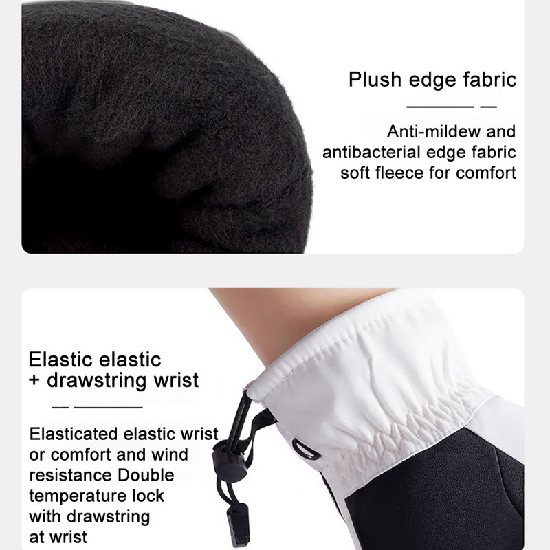 LOOGDEEL Зимни ски ръкавици Мъже Жени Сензорен екран Топлина Спорт на открито Къмпинг Неплъзгащи се Туризъм Ветроустойчиви Колоездене Ски ръкавици