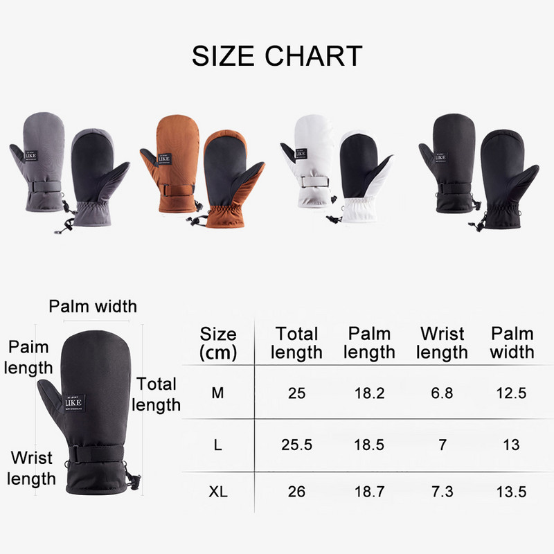 LOOGDEEL Зимни ски ръкавици Мъже Жени Сензорен екран Топлина Спорт на открито Къмпинг Неплъзгащи се Туризъм Ветроустойчиви Колоездене Ски ръкавици
