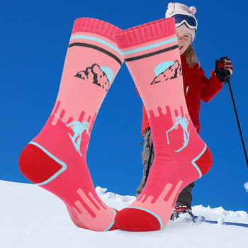 1 чифт ски чорапи Меки топли дълги снежни леки спортни чорапи до коляното Детски зимни топли термо чорапи за сняг за зимата