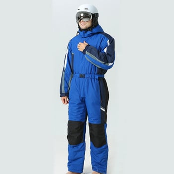 Άνδρες με κουκούλα One Piece Snowsuit Sport Χειμερινός Γυναικείο Ski Jumpsuit Fleece Ανδρικές φόρμες Snowboard Ζεστές αδιάβροχες ορεινές φόρμες